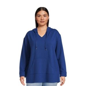 Terra & Sky Women's Plus Size Pull Over Hoodie, Blue, New 0X (14W)